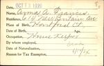 Voter registration card of Anna A. Francis, Hartford, October 13, 1920