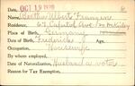 Voter registration card of Bertha Ulbert Franzen, Hartford, October 19, 1920
