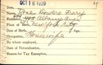 Voter registration card of Rose Doudero Frary, Hartford, October 16, 1920