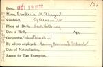 Voter registration card of Cordelia M. Frayer, Hartford, October 19, 1920