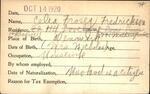 Voter registration card of Celia Froseg Fredrickson, Hartford, October 14, 1920