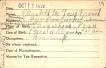 Voter registration card of Elizabeth McGuire French, Hartford, October 13, 1920