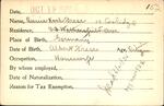 Voter registration card of Annie Koch Frese, Hartford, October 19, 1920