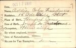 Voter registration card of Addie Cohn Friedman, Hartford, October 12, 1920