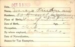 Voter registration card of Marcia Friedman, Hartford, October 18, 1920