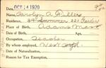 Voter registration card of Carolyn A. Fuller, Hartford, October 14, 1920