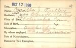 Voter registration card of Orrilla J. Fuller, Hartford, October 12, 1920