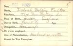 Voter registration card of Deborah Bolding Fulton, Hartford, October 9, 1920