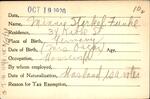 Voter registration card of Minnie Starkel Funke, Hartford, October 19, 1920