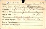 Voter registration card of Madeline Russo (Furlan), Hartford, October 18, 1920