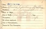 Voter registration card of Sadie Dowling Gaffey, Hartford, October 18, 1920