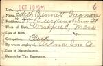 Voter registration card of Edith Bennett Gagnon, Hartford, October 19, 1920