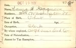 Voter registration card of Laura S. Gagnon, Hartford, October 19, 1920