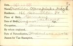 Voter registration card of Matilda Kanafalske Gigle, Hartford, October 19, 1920