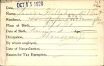 Voter registration card of Louise Hallahan Gilbert, Hartford, October 15, 1920