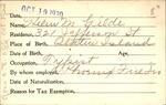 Voter registration card of Helen M. Gilde, Hartford, October 19, 1920
