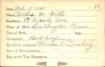 Voter registration card of Nellie M. Gill, Hartford, October 18, 1920