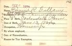 Voter registration card of Fannie R. Gillam, Hartford, October 9, 1920