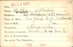 Voter registration card of Bertha Gillespie, Hartford, October 16, 1920