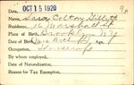 Voter registration card of Sara Colton Gillett, Hartford, October 15, 1920