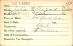 Voter registration card of Julia E. Argard (Gimm), Hartford, October 18, 1920