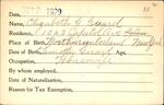 Voter registration card of Elizabeth G. Girard, Hartford, October 9, 1920