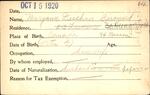 Voter registration card of Maryann Deschnes Girouard, Hartford, October 15, 1920