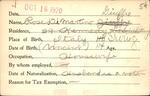 Voter registration card of Rose DiMartino Giuffre, Hartford, October 16, 1920