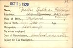 Voter registration card of Nellie Sullivan Gleason, Hartford, October 15, 1920