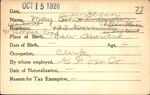 Voter registration card of May H. Hampston (Glynn), Hartford, October 15, 1920