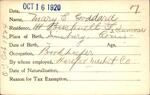 Voter registration card of Mary E. Goddard, Hartford, October 16, 1920