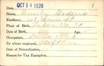 Voter registration card of Emily Godens, Hartford, October 14, 1920