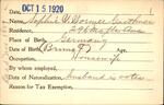 Voter registration card of Sophie V. Wormer Goethner, Hartford, October 15, 1920