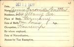 Voter registration card of Annie Geromiller Goettler, Hartford, October 13, 1920