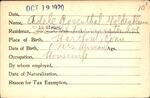 Voter registration card of Adele Rosenthal Goldenblum, Hartford, October 19, 1920