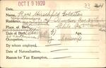 Voter registration card of Rose Hirschfield Goldstein, Hartford, October 19, 1920