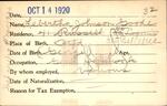 Voter registration card of Lebertha Johnson Goode, Hartford, October 14, 1920