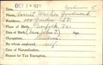 Voter registration card of Harriet Walker Goodmond (Goodman), Hartford, October 18, 1920