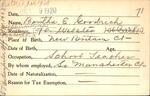 Voter registration card of Bertha E. Goodrich, Hartford, October 9, 1920