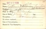 Voter registration card of Catherine V. O'Brien Goodsell, Hartford, October 19, 1920