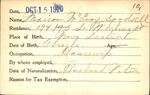 Voter registration card of Marion McEvoy Goodsell, Hartford, October 15, 1920
