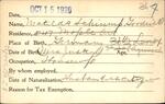 Voter registration card of Matilda Schinmp (Schiump?) Goodwill, Hartford, October 15, 1920