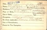 Voter registration card of Beatrice I. Murray (Gorman), Hartford, October 14, 1920