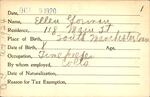 Voter registration card of Ellen Gorman, Hartford, October 9, 1920