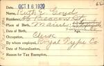 Voter registration card of Ruth E. Goud, Hartford, October 16, 1920