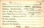 Voter registration card of Leonora Lee Gould, Hartford, October 14, 1920