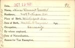 Voter registration card of Nina Clement Gowell, Hartford, October 19, 1920