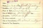 Voter registration card of Julia Stafford Grady, Hartford, October 18, 1920