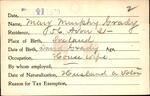 Voter registration card of Mary Murphy Grady, Hartford, October 11, 1920