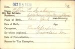Voter registration card of Effie E. Graham, Hartford, October 15, 1920